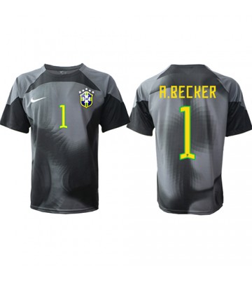 Brazylia Alisson Becker #1 Bramkarskie Koszulka Podstawowych MŚ 2022 Krótki Rękaw